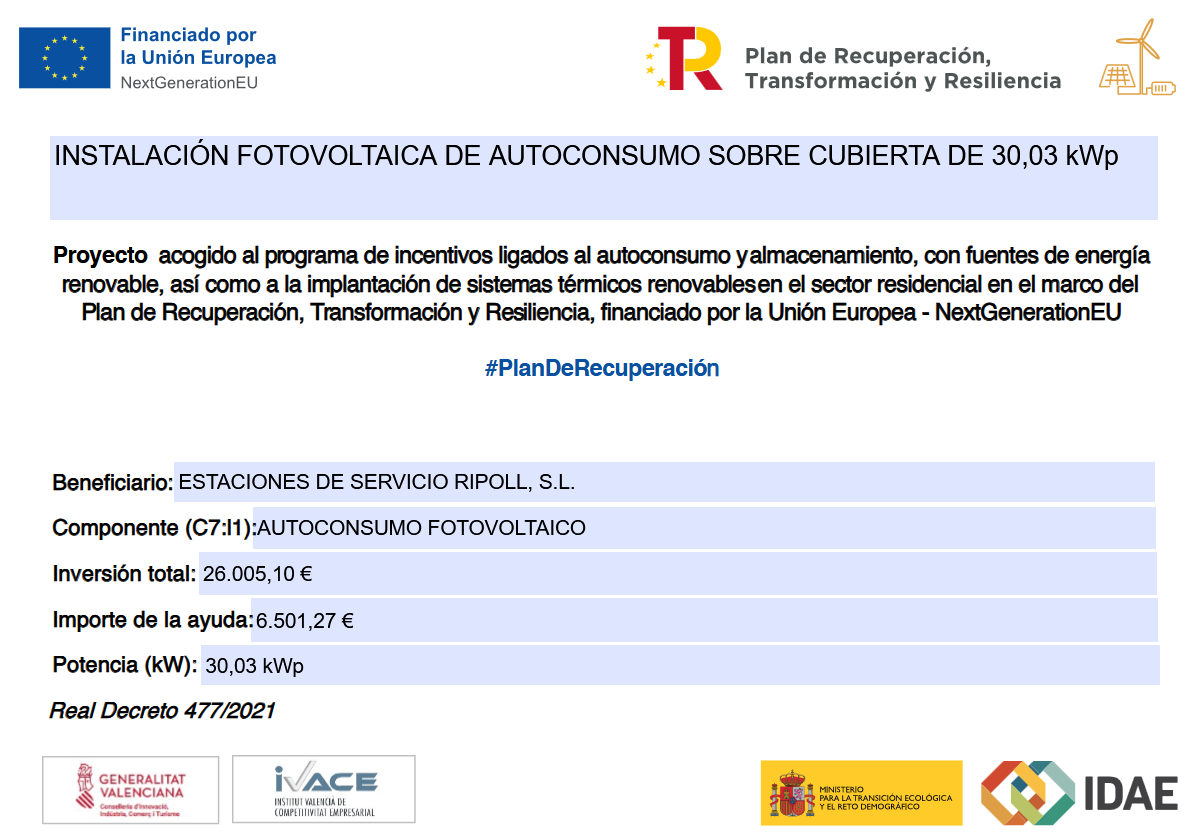 Instalación fotovoltaica de autoconsumo sobre cubierta